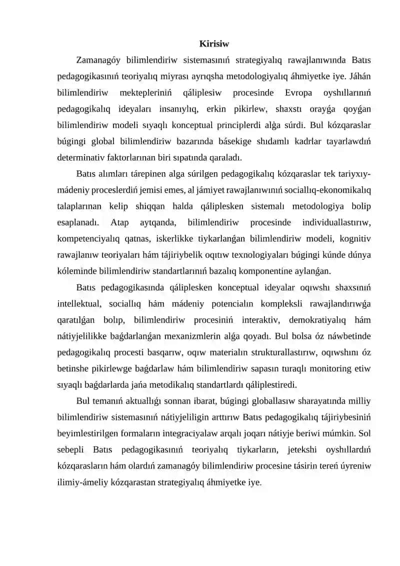 BATÍS OYShÍLLARÍNÍŃ PEDAGOGIKALÍQ QARAWLARÍ 2