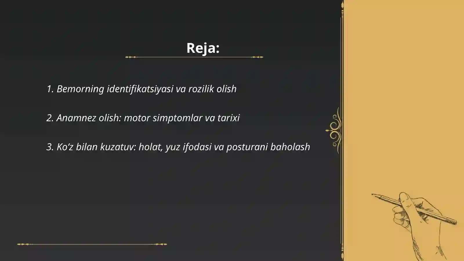 Motor funksiyalarni tekshirishni bosqichlari 2