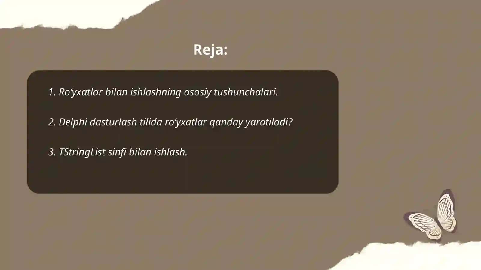 Roʻyxatlar bilan ishlash 2