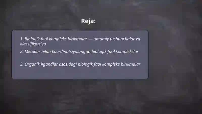 Biologik faol kompleks birikmalar 2
