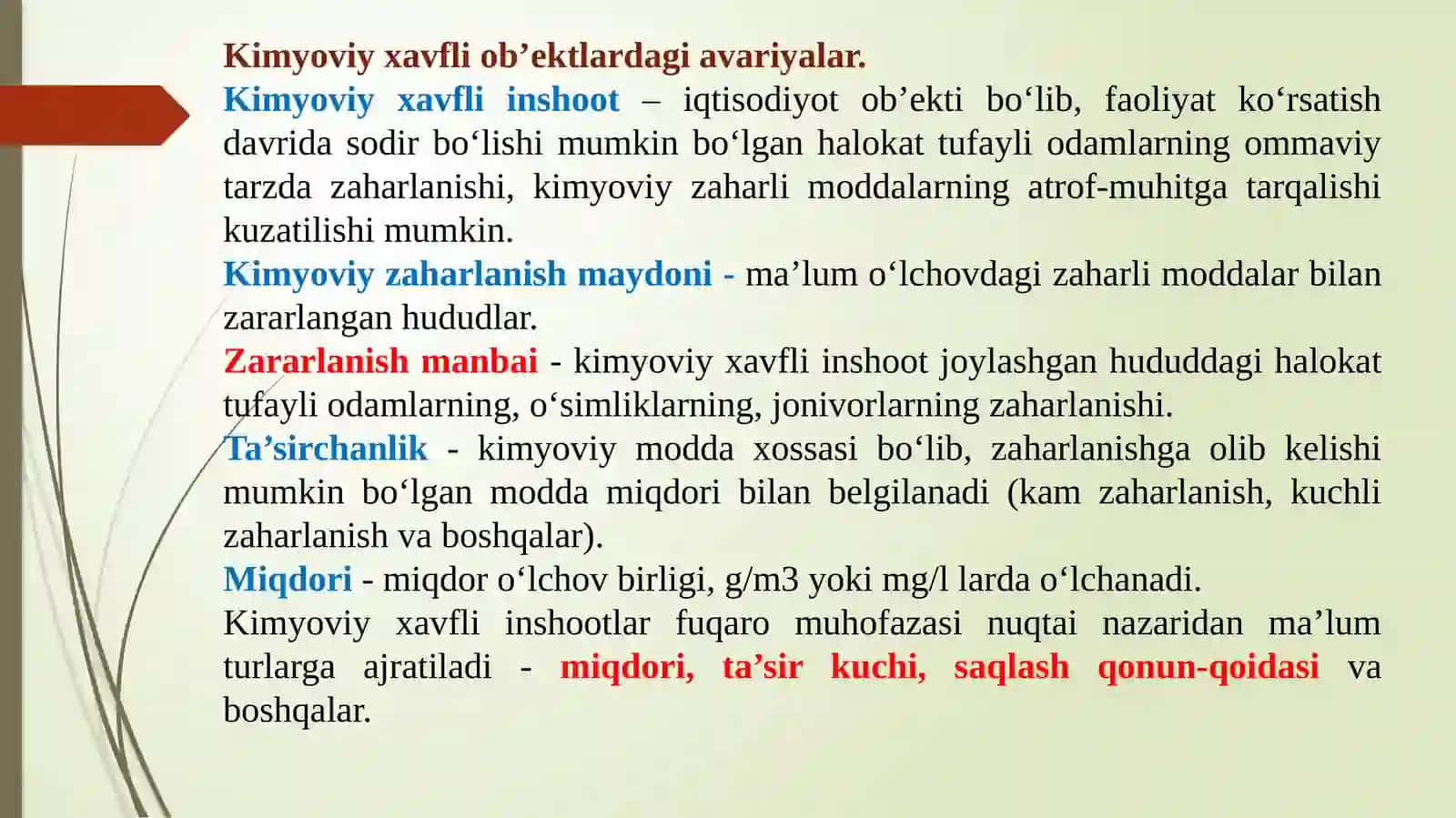 Kimyoviy xavfli ob'ektlardagi avariya 2