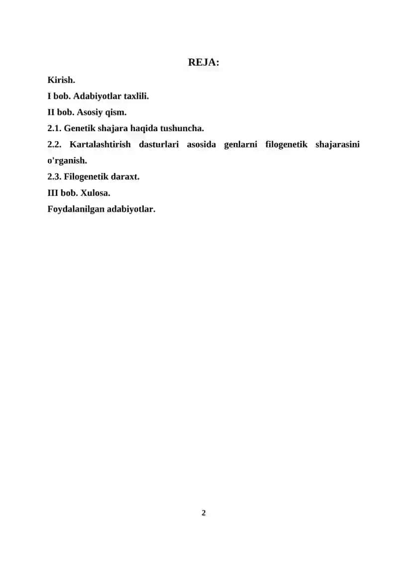 Genlarning filogenetik shajaralarini o’rganish 2