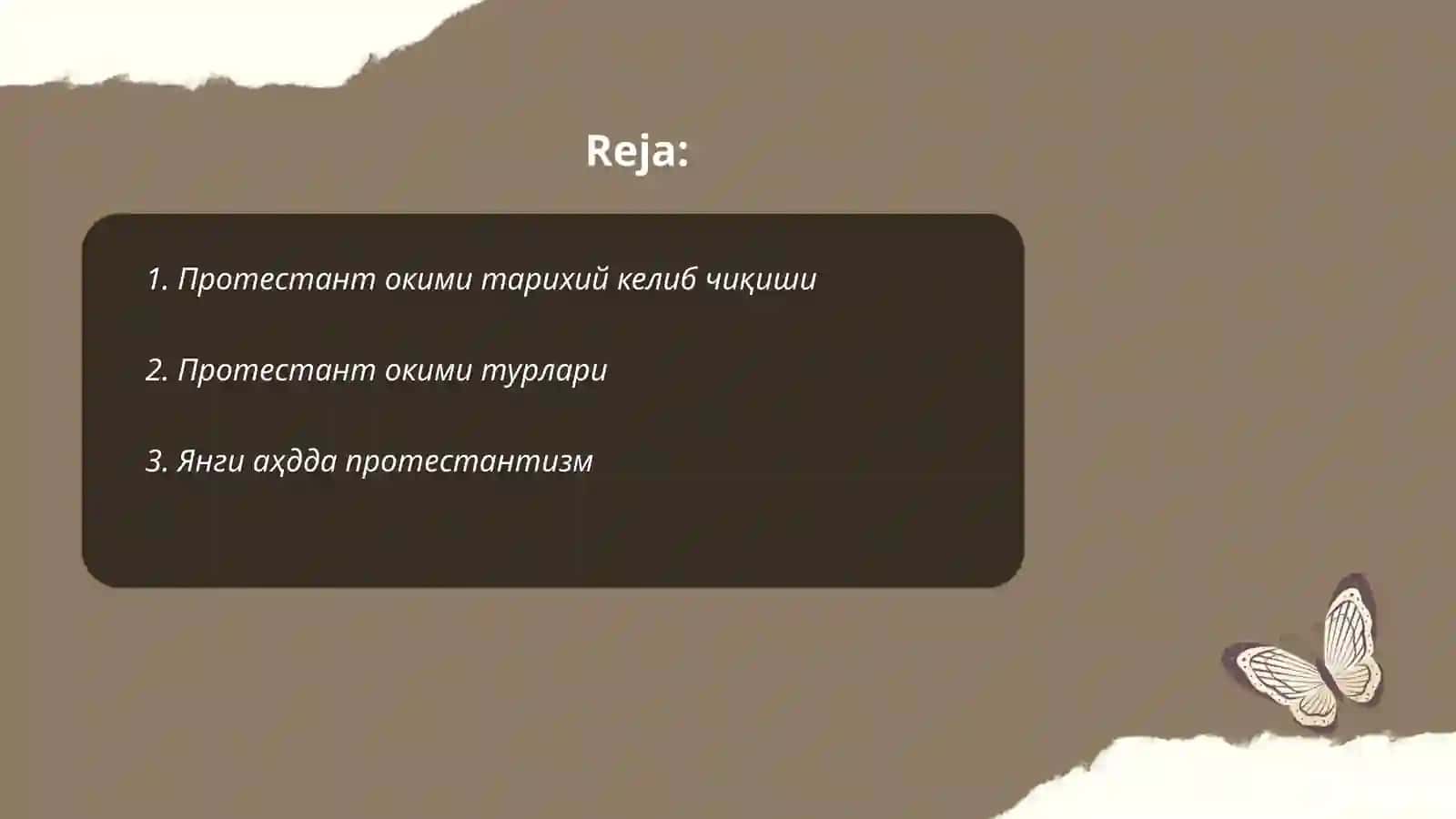 Простестант окими ва ундаги узига хослик 2