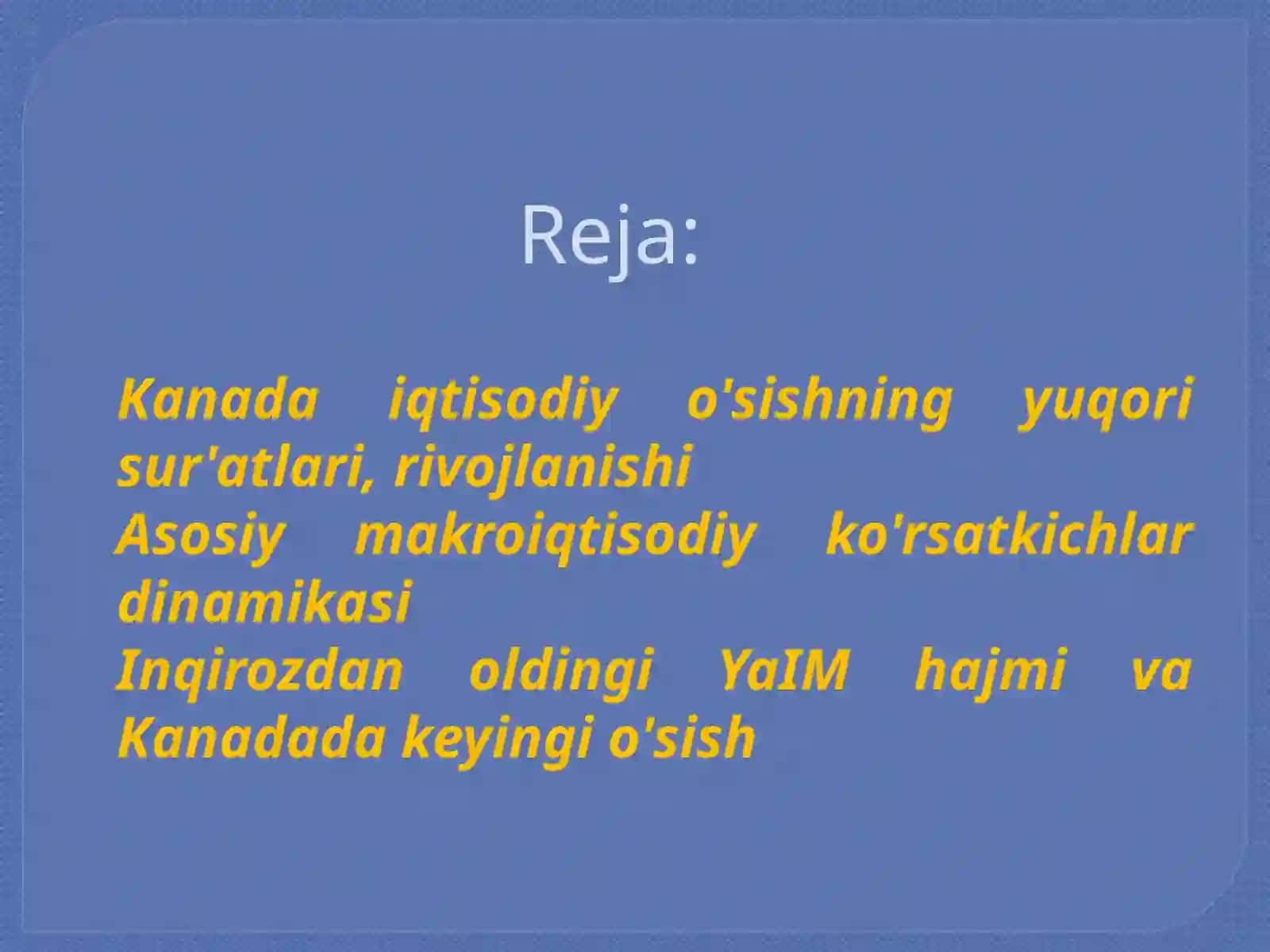 KANADA IQTISODIYOTI KO'RSATGICHI 2