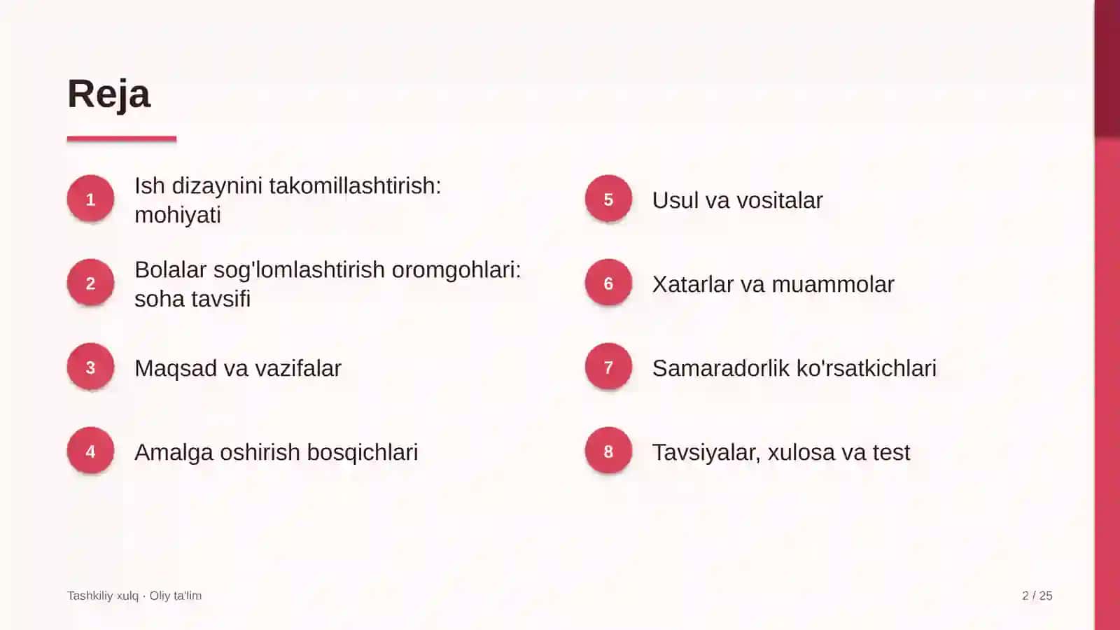 bolalar sog'lomlashtirish oromgohlarida ish dizaynini takomillashtirish 8332 2