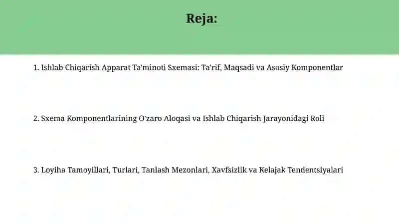 Ishlab Chiqarishning Apparatura Sxemasi 2