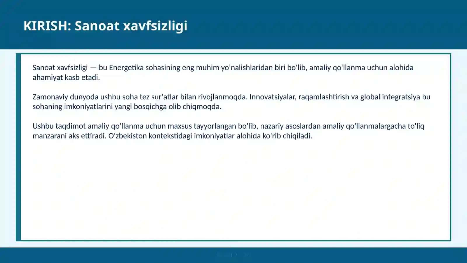Sanoat xavfsizligi 2