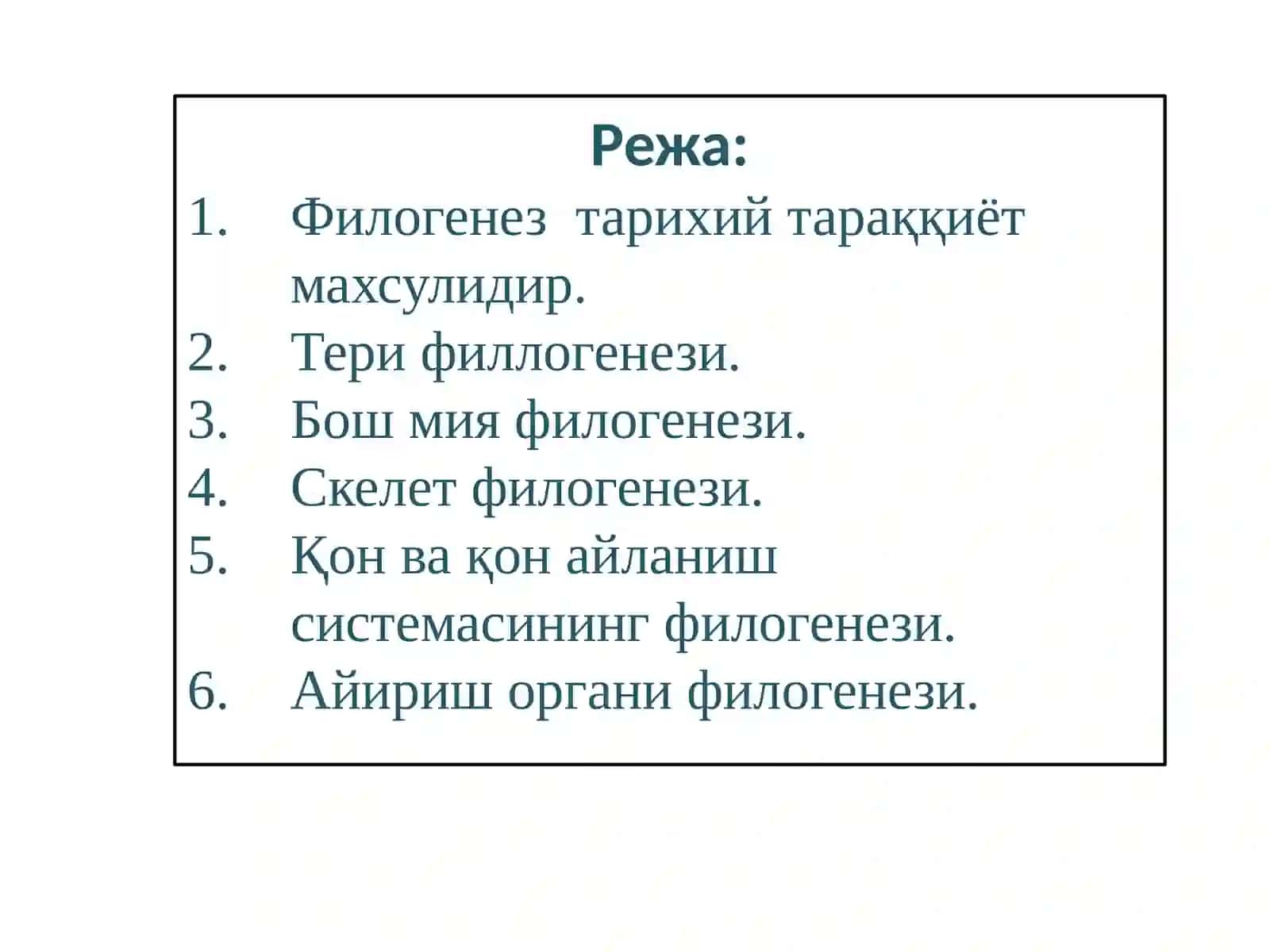 АЪЗОЛАР СИСТЕМАСИ ОНТОФИЛОГЕНИЗИ 2