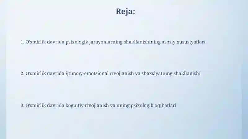 Oʻsmirlik Davrida Psixologik Jarayonlar 2