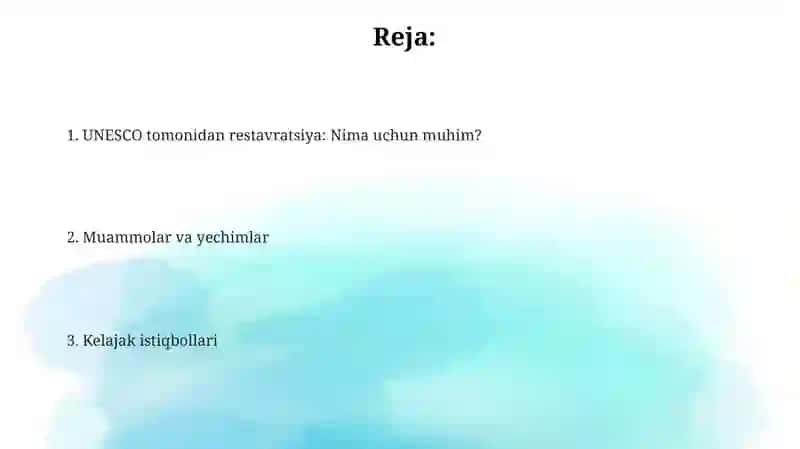YUNESKORESTARVATSIYA 2