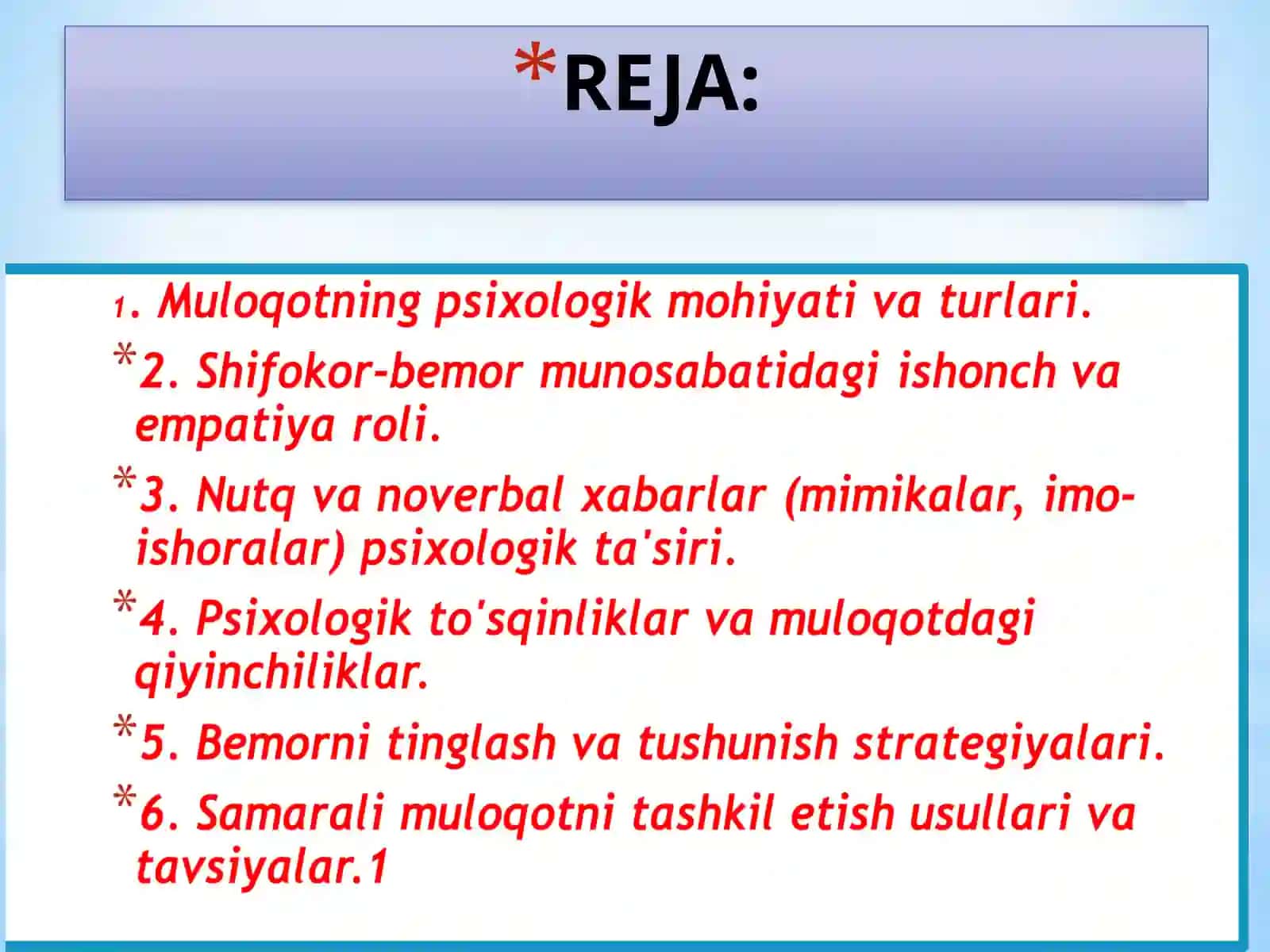 Muloqot: Shifokor va bemor muloqatining psixologik xususiyatlari 2