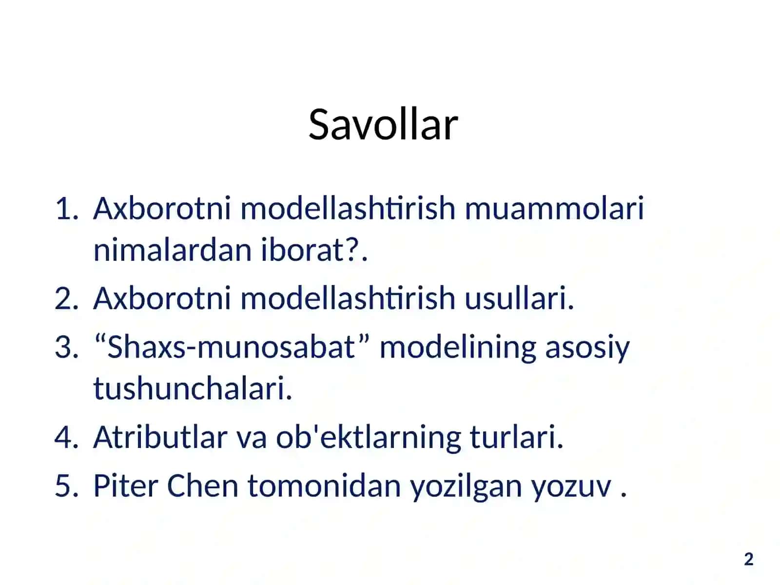 Ma’lumotlarbazasiniinfologikloyihalash 2