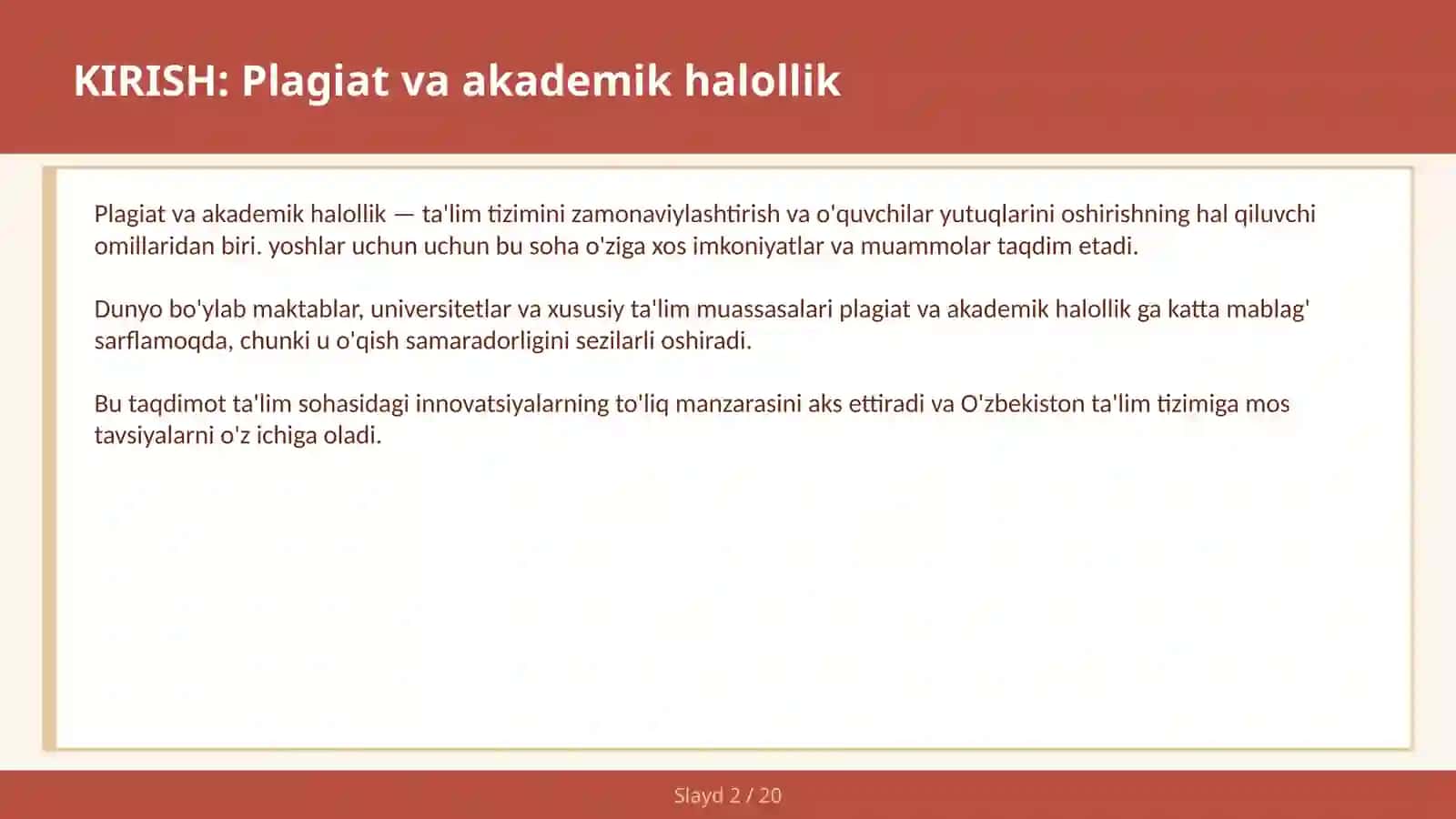 Plagiat va Akademik Halollik 2