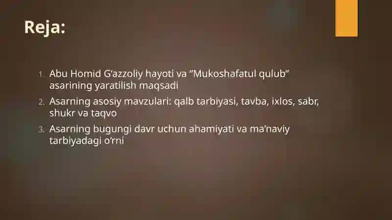Abu Homid G‘azzoliyning “Mukoshafatul qulub” asari 2