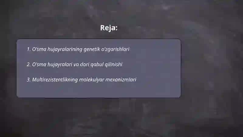 O'sma hujayralarining kimyoviy dori vositalariga multirezistentlik 2