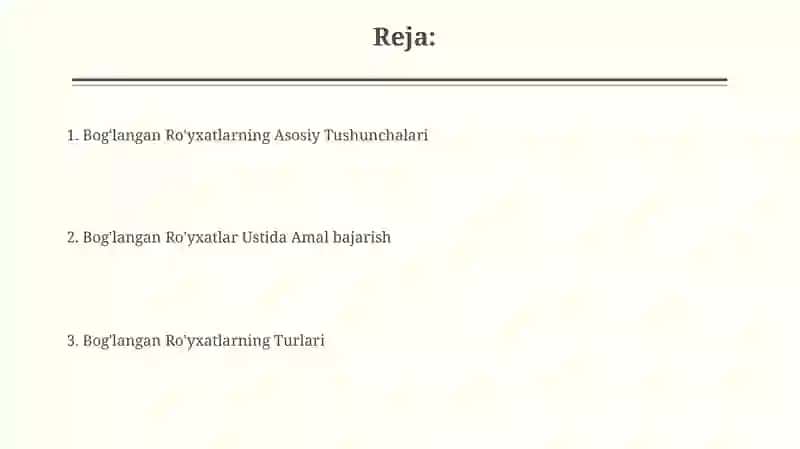 Bog‘langan Ro‘yxatlar haqida tushunchalar 2