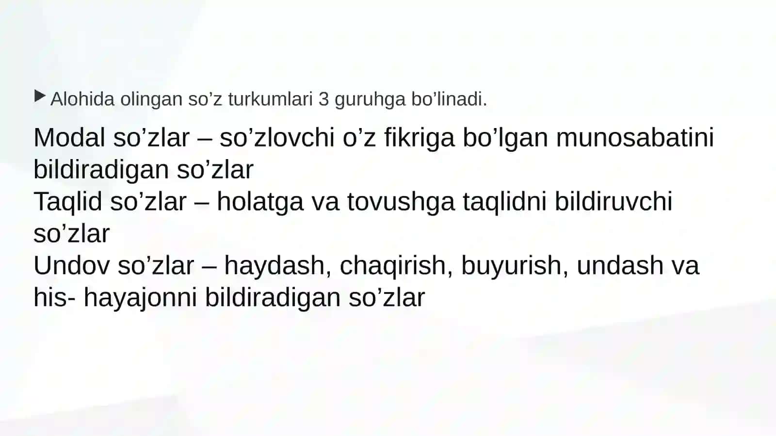 Alohida olingan soz turkumlari 2