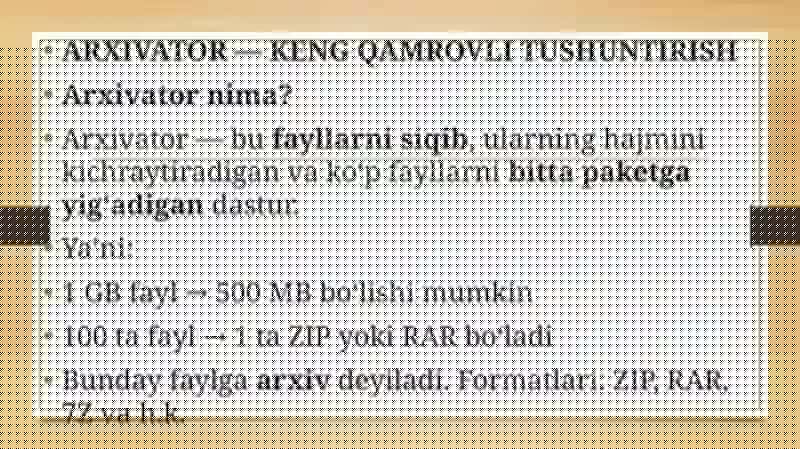 Arxivator dasturlarini solishtirish 2