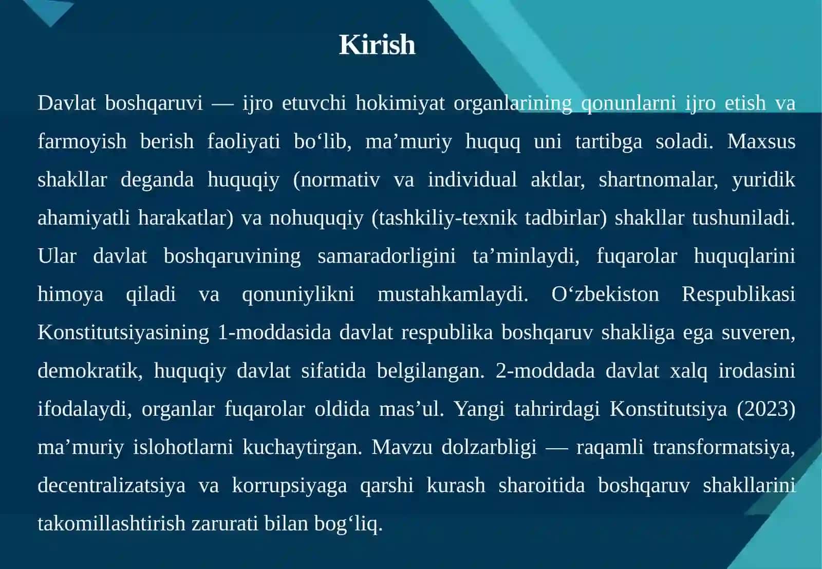 DAVLAT BOSHQARUVI FAOLIYATIDA BOSHQARUVNING MAXSUS SHAKLLARI 2