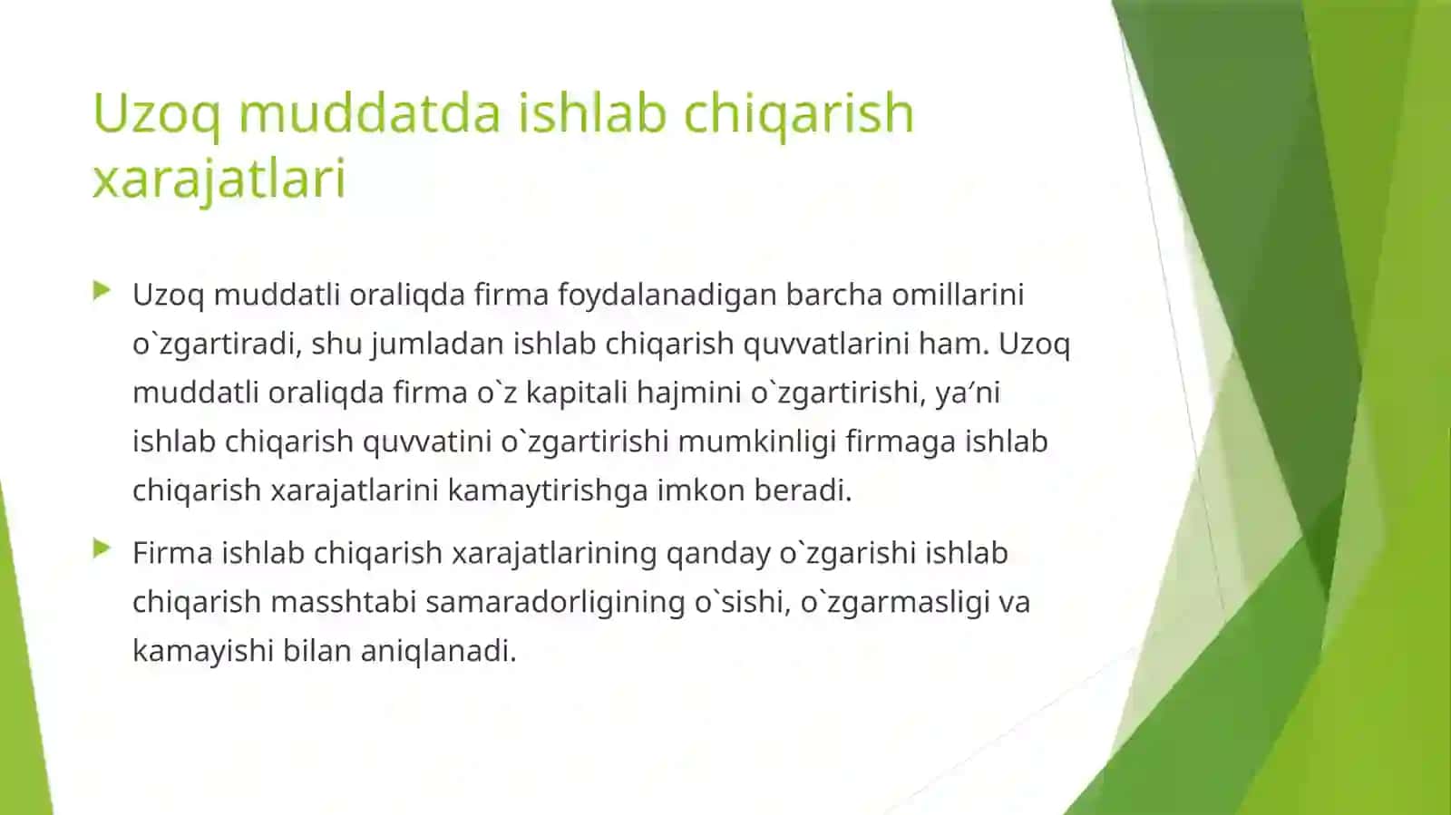 Uzoq muddatli oralikda muvozanat 2