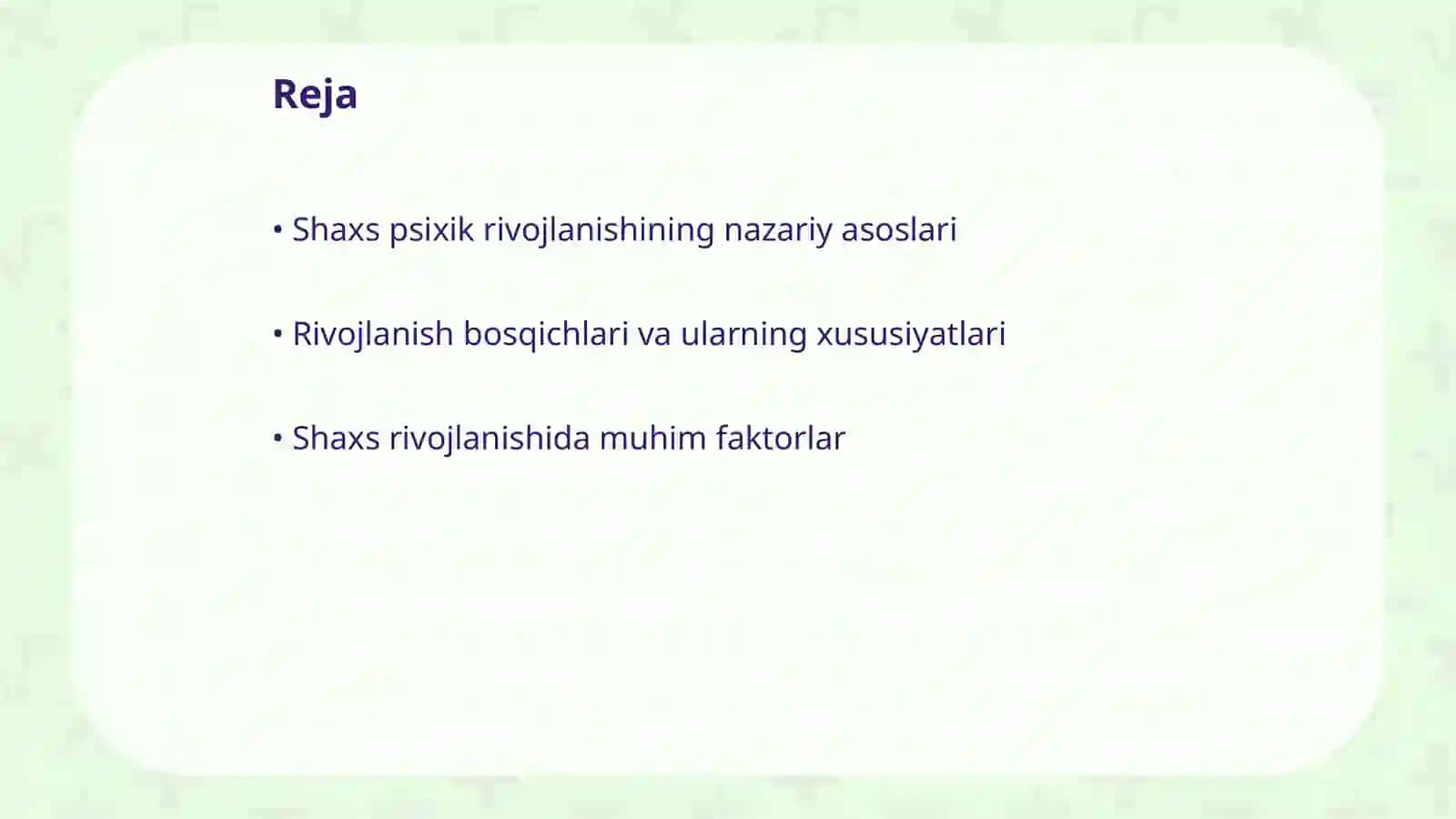 Shaxs psixik rivojlanishini bosqichlari 2