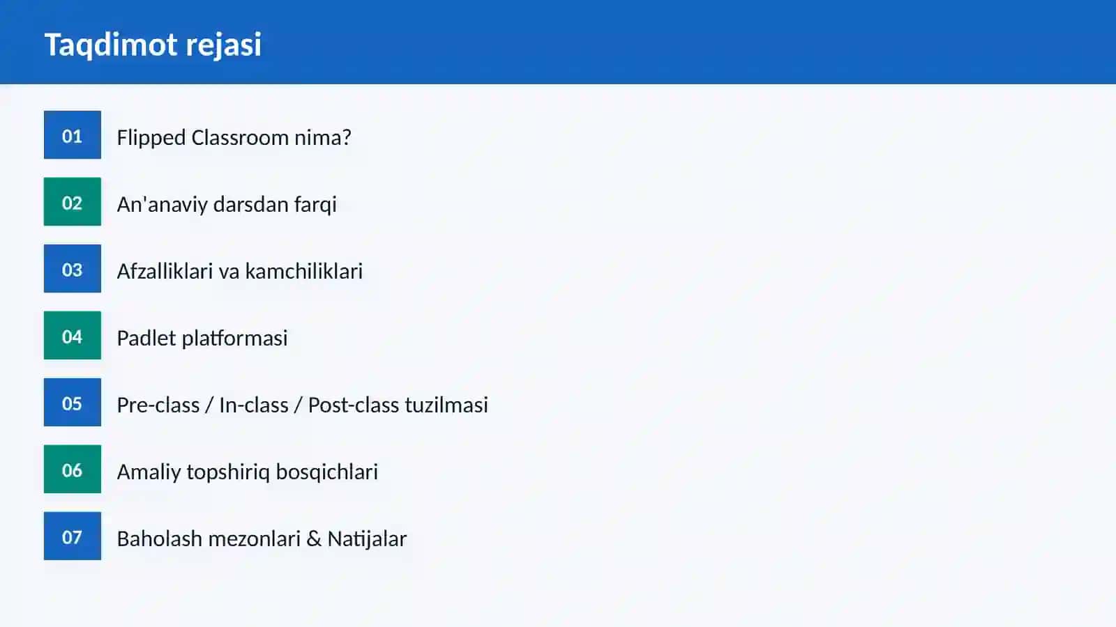 Flipped Classroom modelini dasturiy vositalar orqali tashkil etish 2