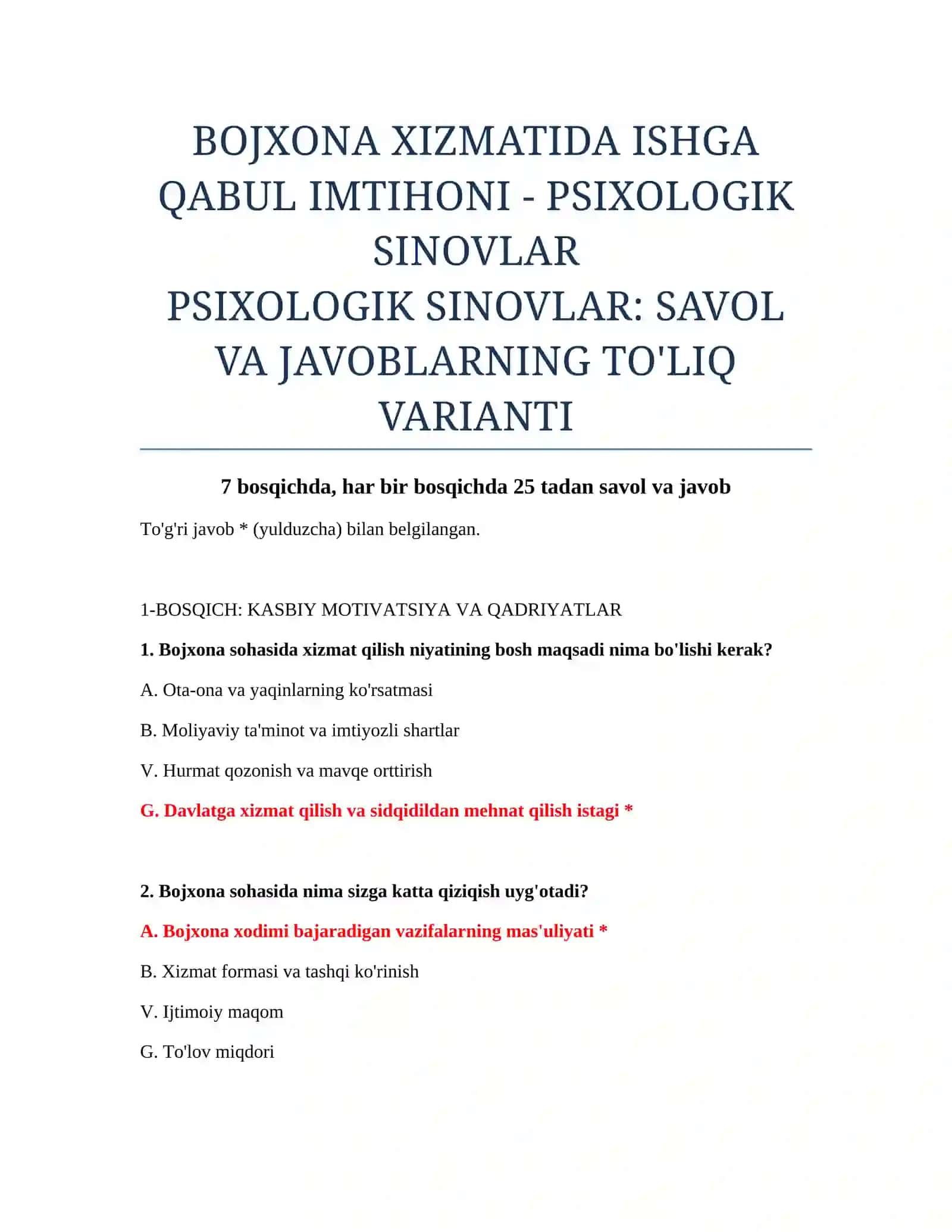 PSIXOLOGIK SINOVLAR 2