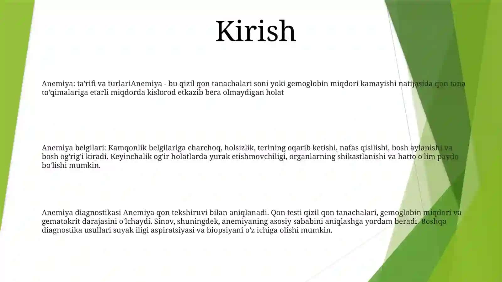 Anemiya Turlari VaUlarningTashxisi 2
