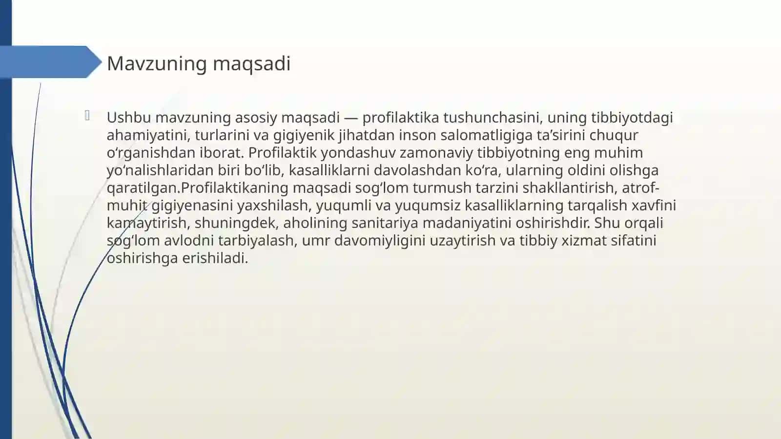 Profilaktika turlari, uning gigiyenik ahamiyati 2