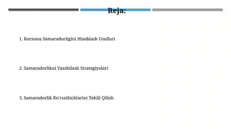 Korxonaning mahsuldorligini hisoblash 2