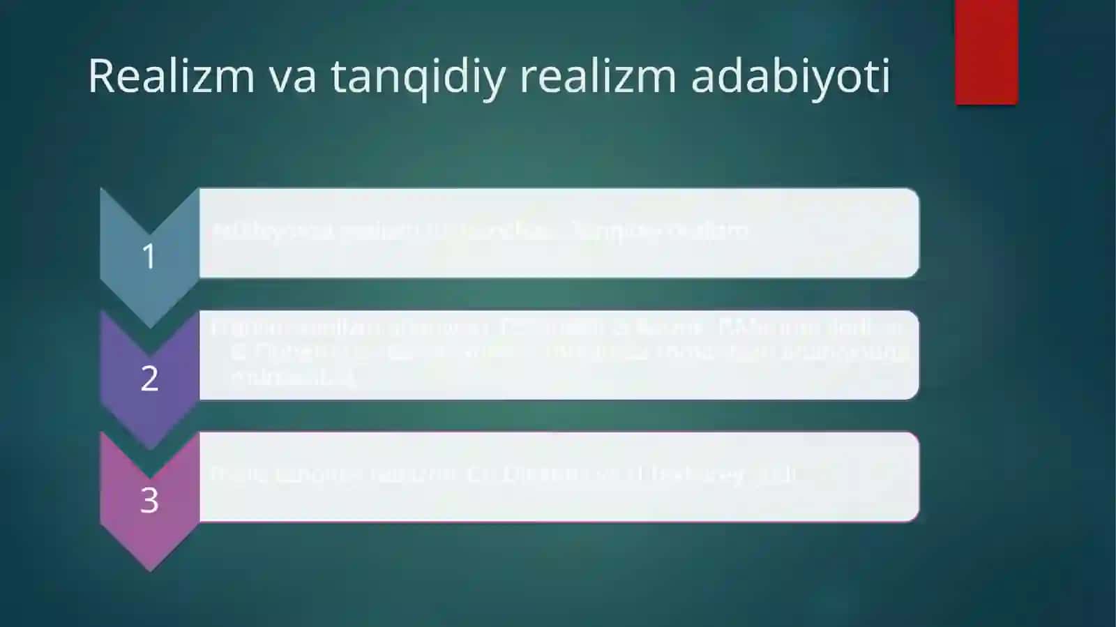 Realizm va tanqidiy realizm adabiyoti 2