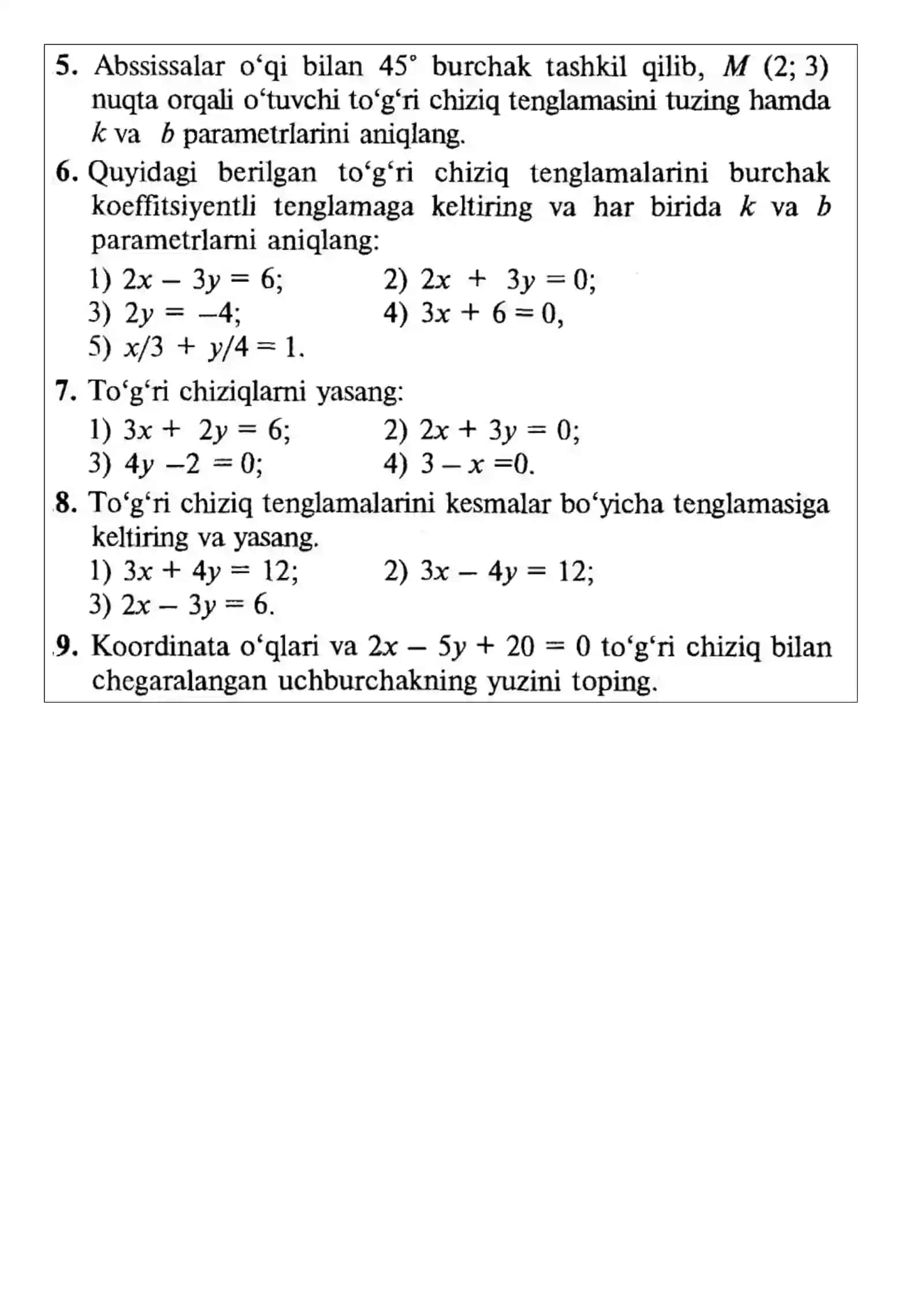 Fan: Chiziqli algebra va analitik geometriya 2