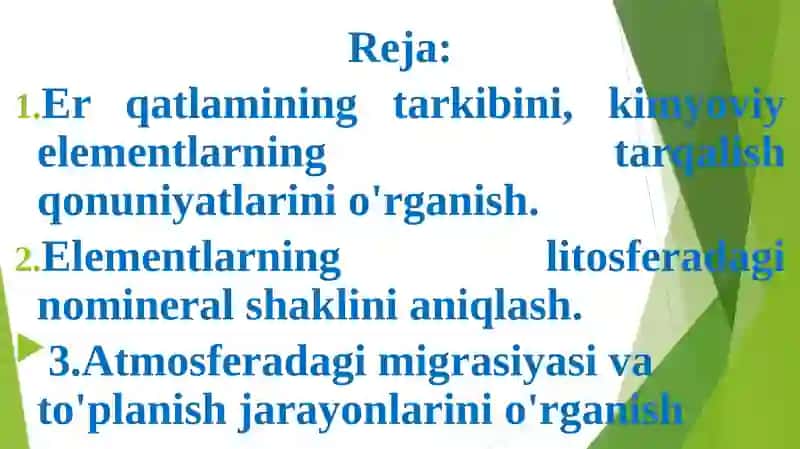 Atrof-muhitda kimyoviy elementlarning migratsiya shakli va intensivligi 2