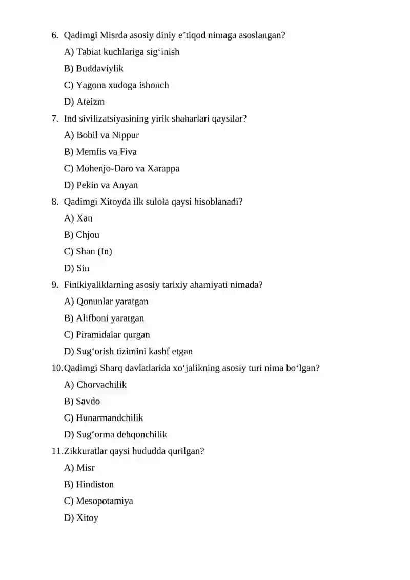Qadimgi Sharq sivilizatsiyalari davri 2