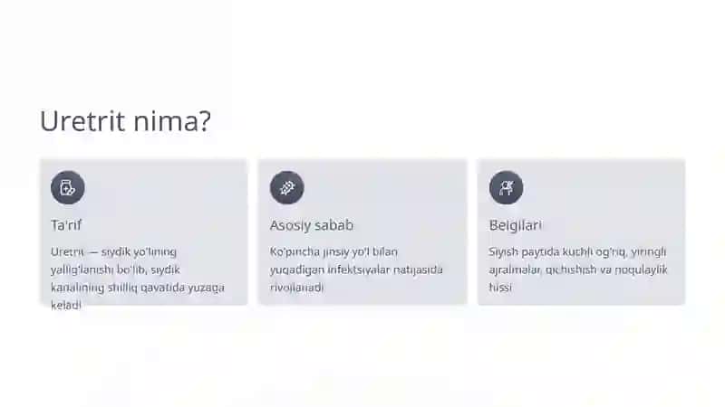 Uretrit: Etiologiyasi va Davolash Tamoyillari 2