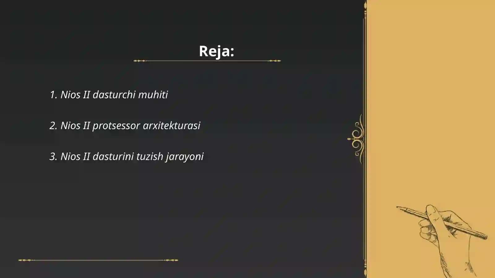 Nios II dasturchi muhiti 2