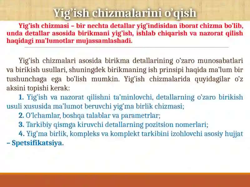 Yig'ish chizmalari 2