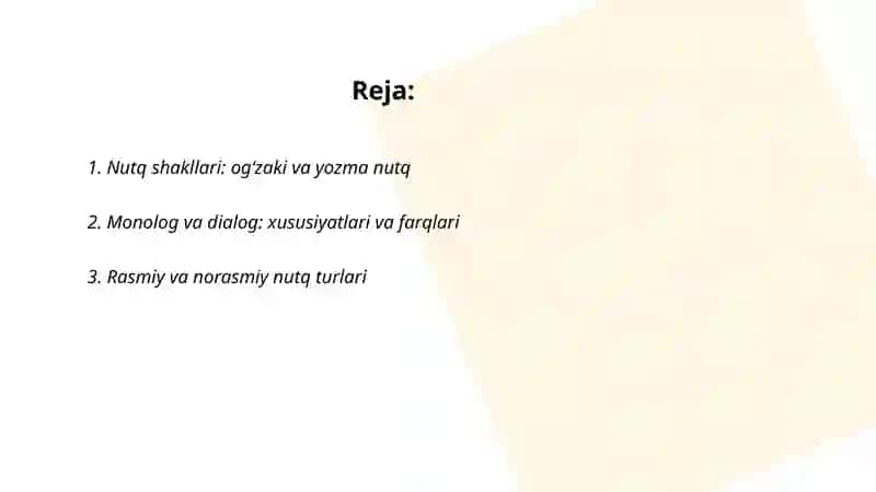Nutq shakllari, nutq texnikasi 2