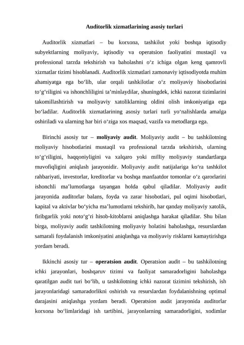 Auditorlik tashkilotlarining professional xizmatlari 2