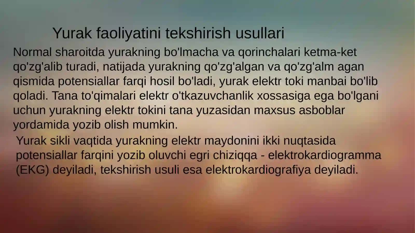 Yurak faoliyatini tekshirish usullari 2