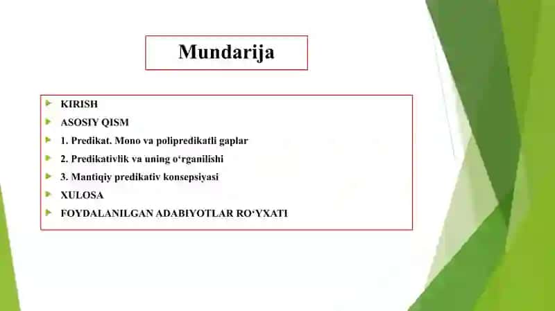 KESIMLIK VA PREDIKATSIYA 2