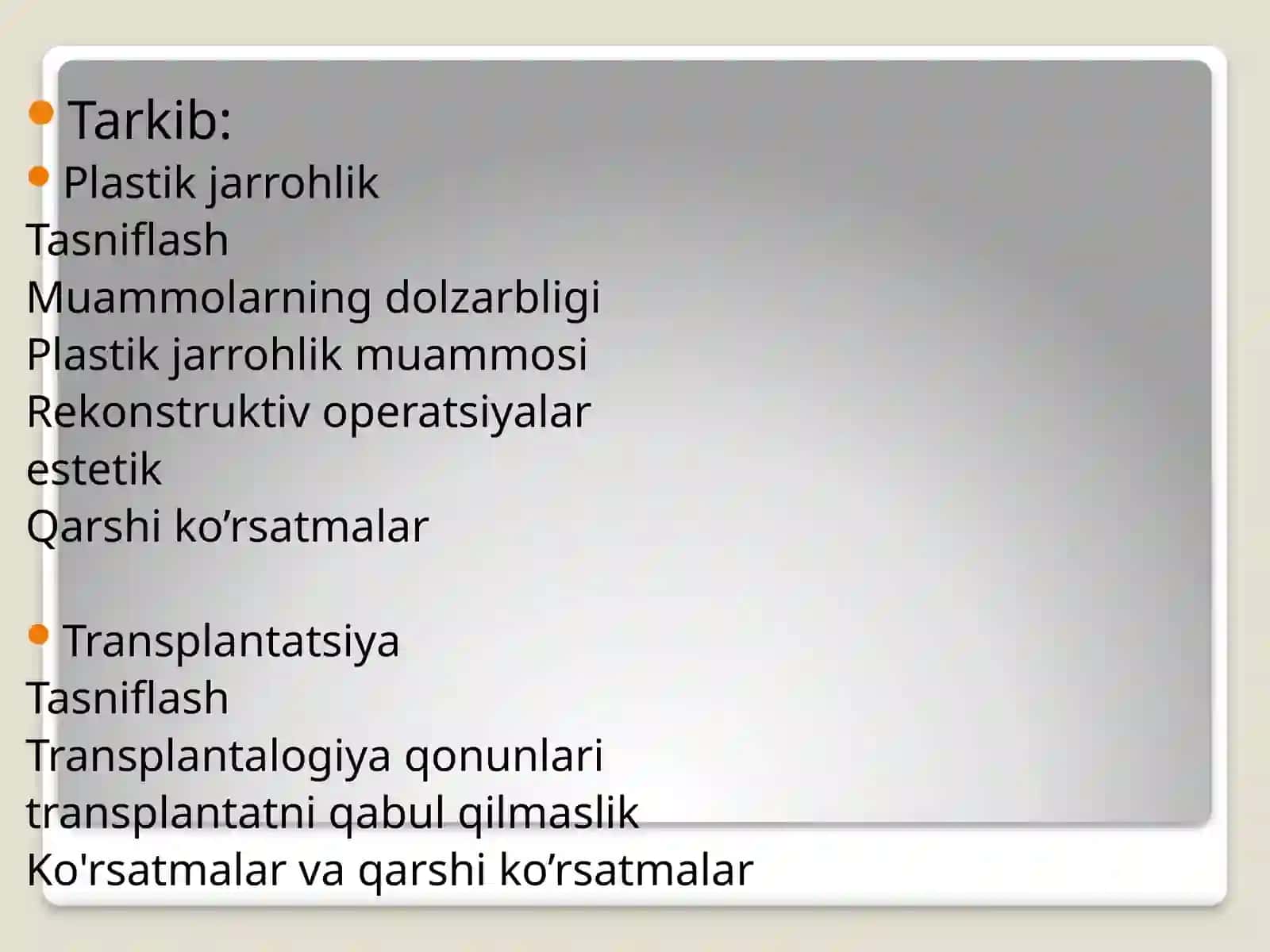 Plastik va estetik xirurgiya asoslari 2