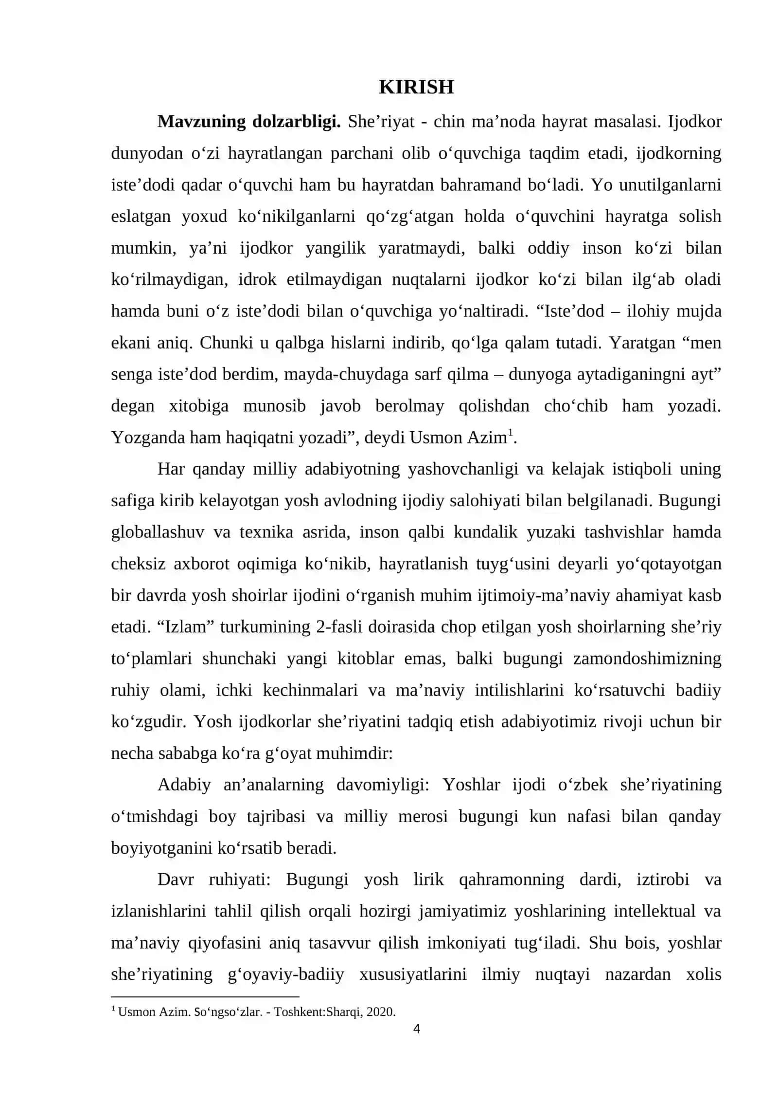 MAVZU MUNDARIJASI, ADABIY TAʼSIR VA INDIVUALLIK 2