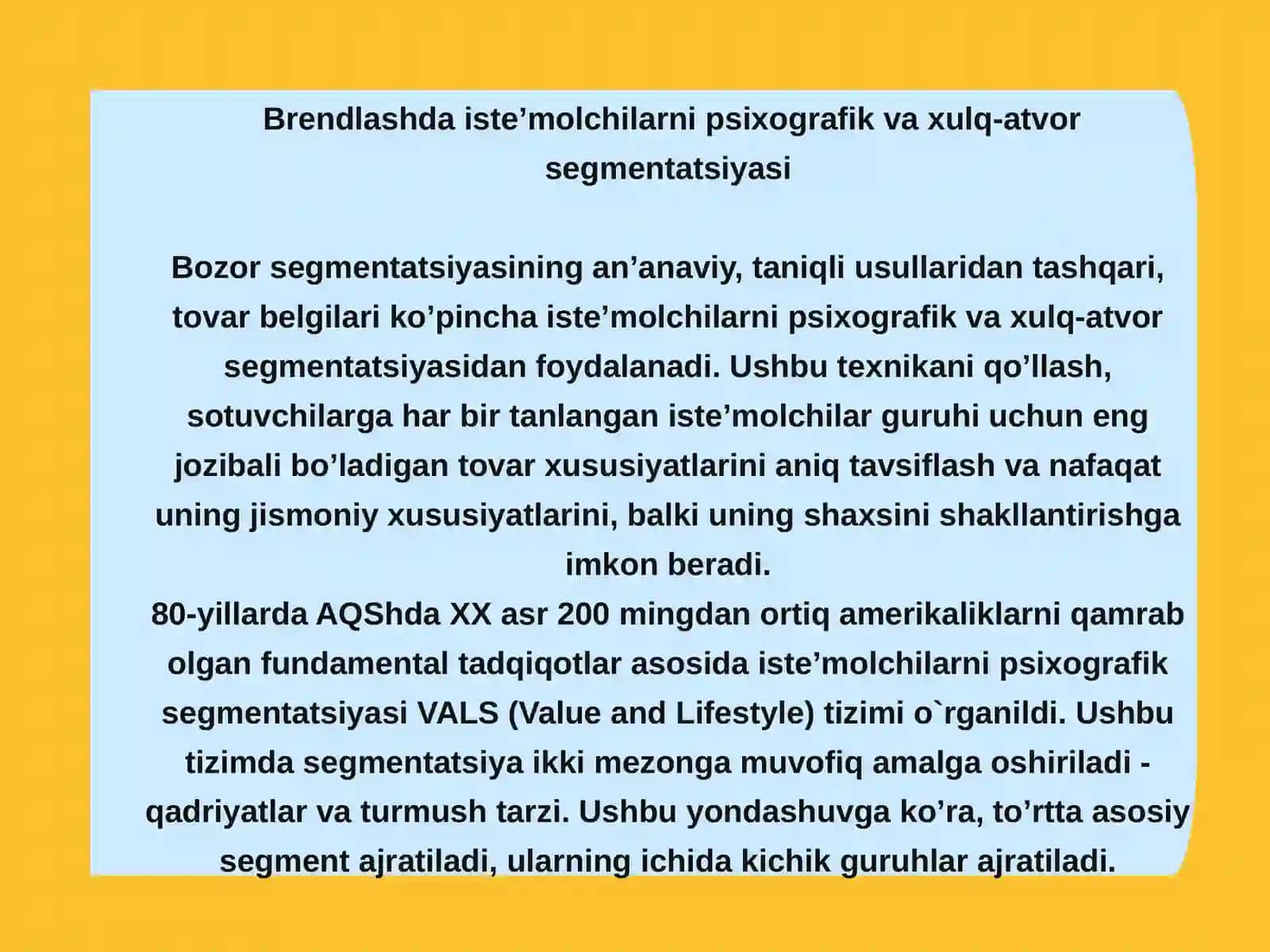 Brendni tayyorlo’v bosqichi 2
