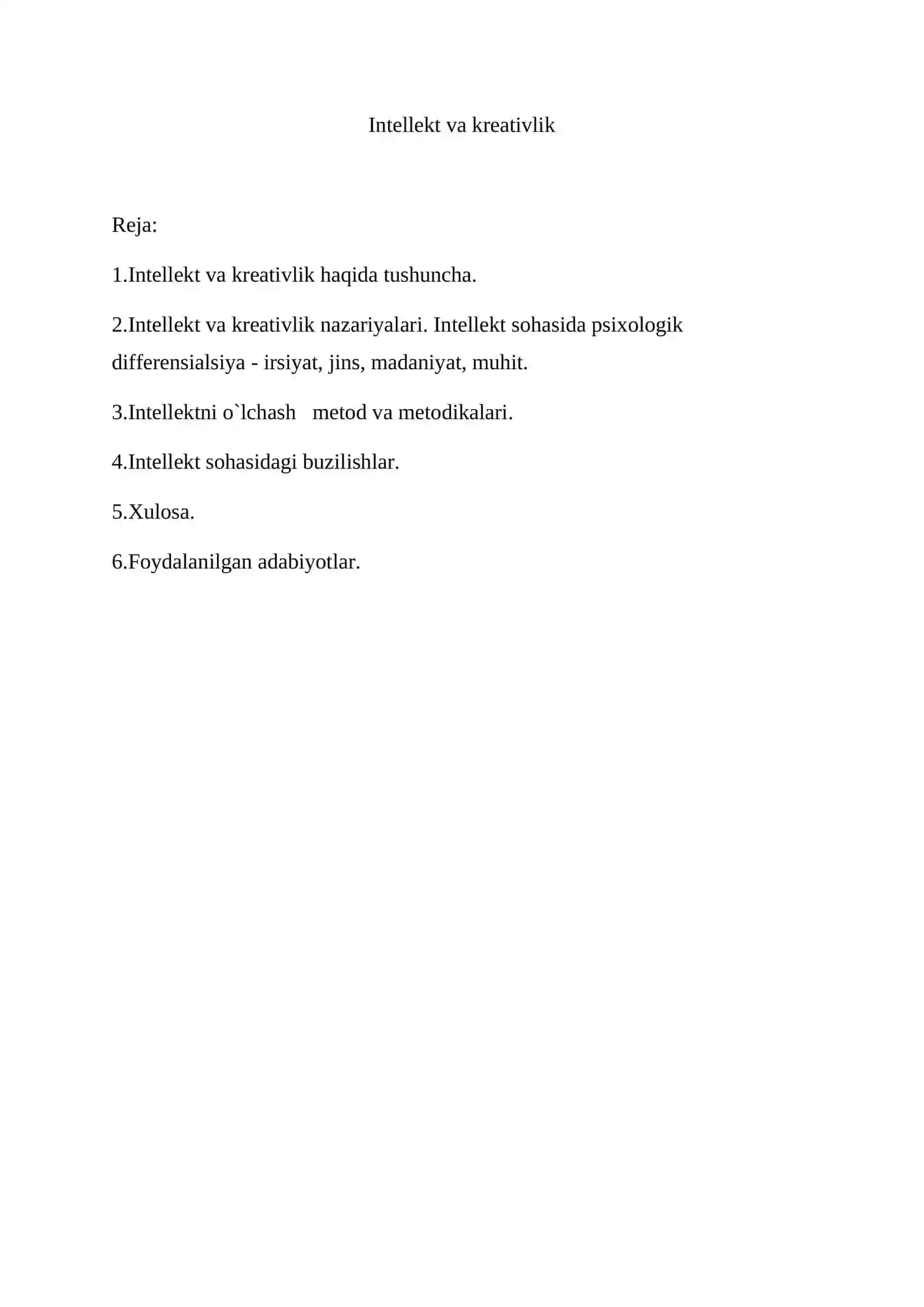 INTELEKT VA KREATIVLIK NAZARIYASI 2