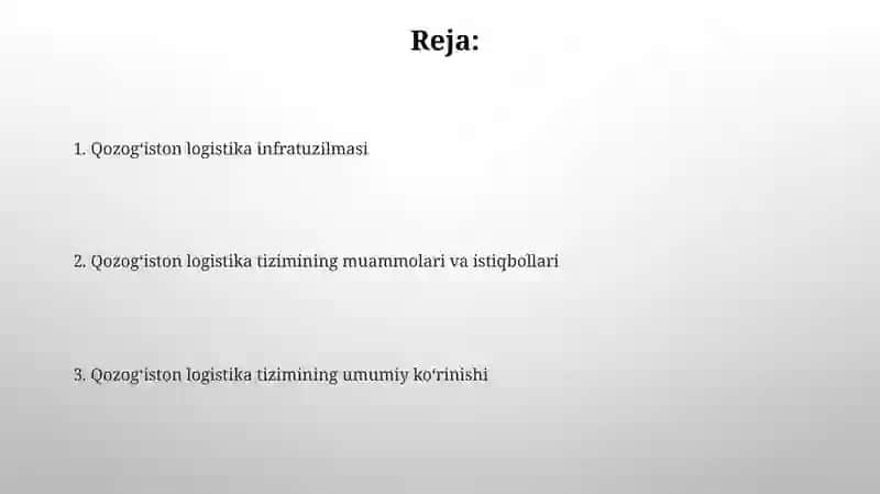 Qozog'iston logistika tizimi 2