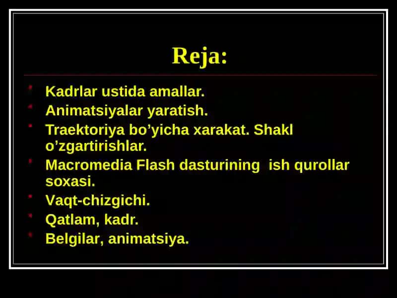 Macromediya Flash dasturining imkoniyatlari 2