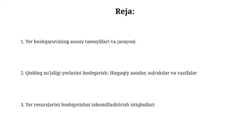 Yer boshqaruvining asoslari 2