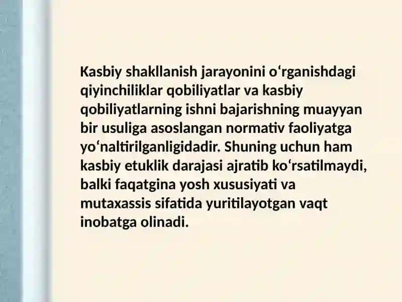 Kasbiy shakllanish va rivojlanish 2