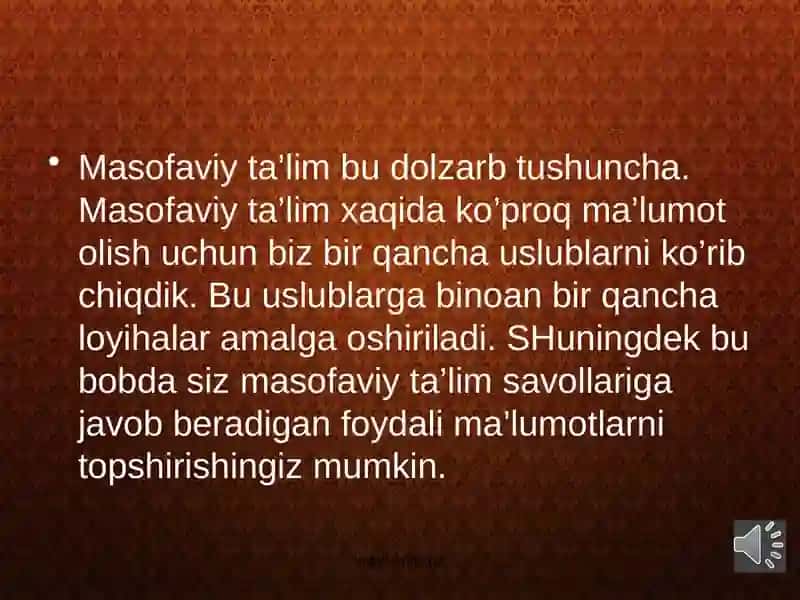 Masofaviy ta’lim 2